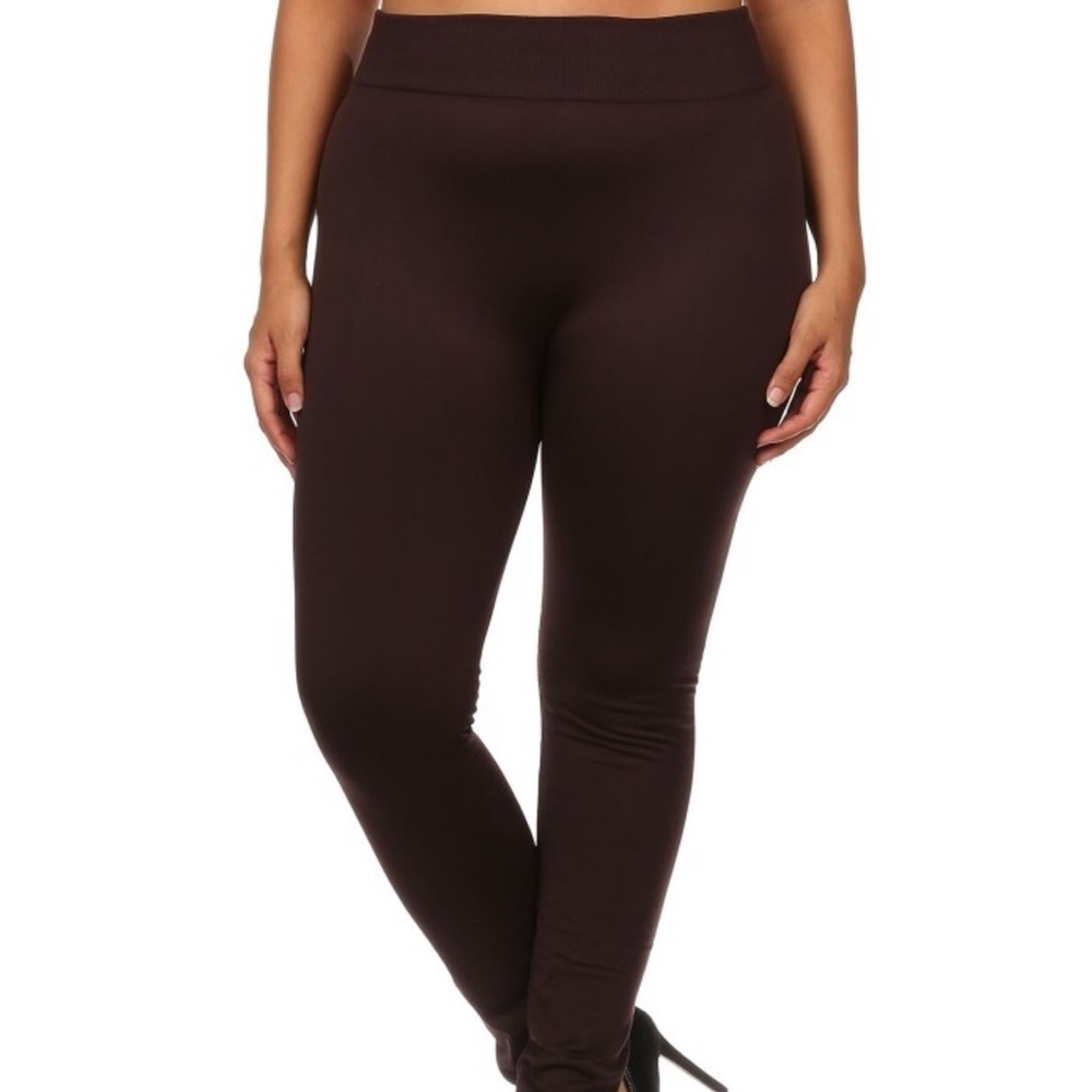 NWT Plus Size Dark Brown Fleece Lined Leggings